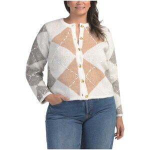 ENDLESS ROSE Plus Argyle Sweater Cardigan